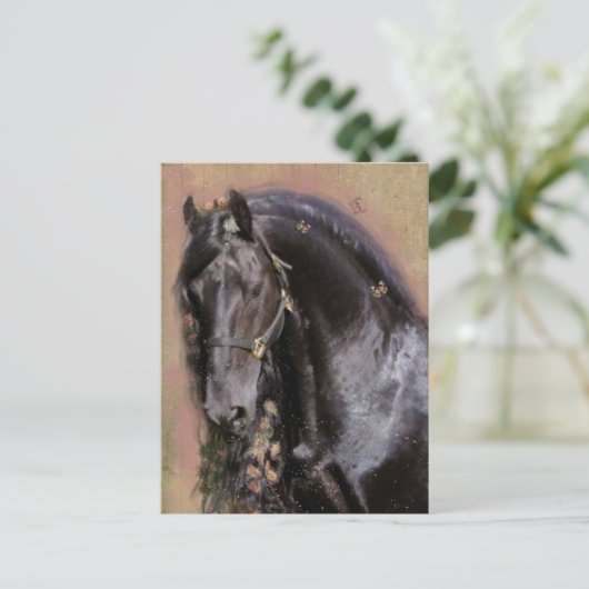Friesian Horse - Postcard Postkarte (Stehend Vorderseite)