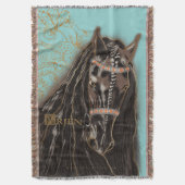 Friesian Horse - Throw Blanket Decke (Vorderseite Vertikal)