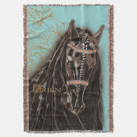 Friesian Horse - Throw Blanket Decke (Vorderseite Vertikal)