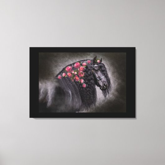 Friesian Portrait - Wrapped Canvas Leinwanddruck (Vorderseite)