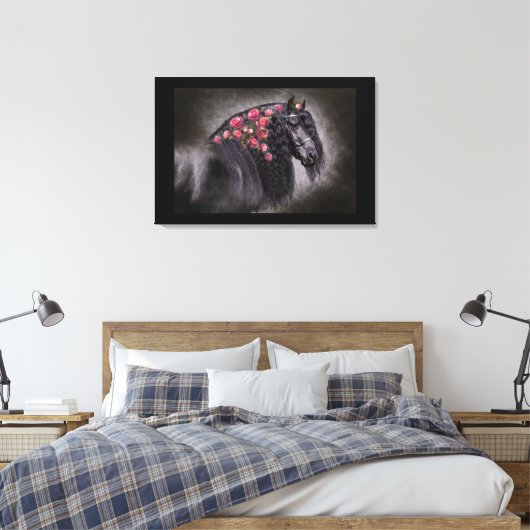 Friesian Portrait - Wrapped Canvas Leinwanddruck (Insitu (Schlafzimmer))