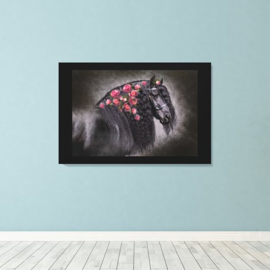 Friesian Portrait - Wrapped Canvas Leinwanddruck (Insitu (Holzboden))