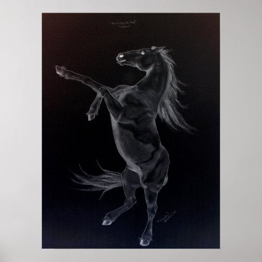 Friesian Rearing Black & White Poster (Vorne)