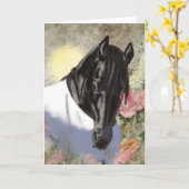 Friesian Stallion - Grußkarte Karte (Gelbe Blume)
