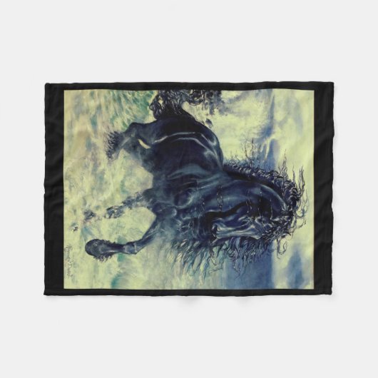 Friesian, The black beauty hallion, stürmisches Me Fleecedecke (Vorderseite (Horizontal))