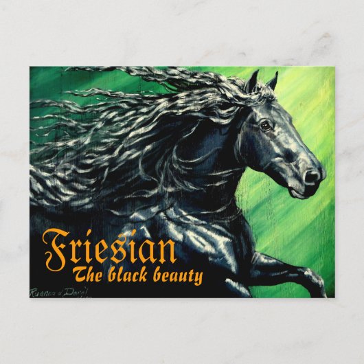 Friesian, The black beuaty, halllion pferd Postkarte (Vorderseite)
