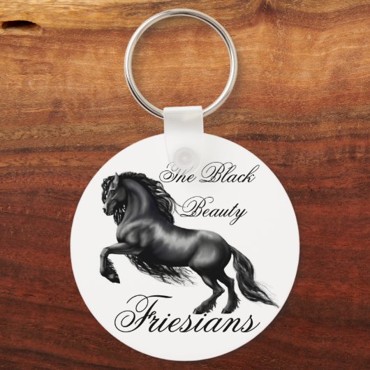 Friesianer, schwarzer Brief Schlüsselanhänger (Vorderseite)