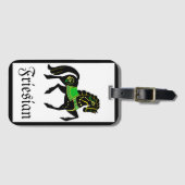 Friesisch, schwarzer Hengst/Folk Friesen grün Gepäckanhänger (Vorderseite (Horizontal))