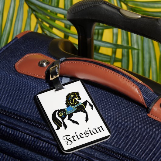 Friesisch, schwarzer Hengst/Folk Friesian image bl Gepäckanhänger (Vorderseite Insitu 1)