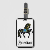 Friesisch, schwarzer Hengst/Folk Friesian image bl Gepäckanhänger (Vorderseite Vertikal)