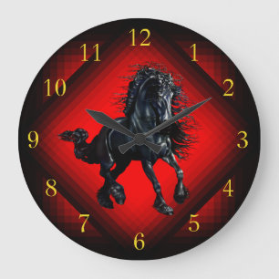 Friesischer Hengst Große Wanduhr