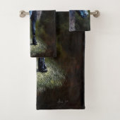 Friesischer Hengst im Rampenlicht, Gemälde b Badhandtuch Set (Insitu)