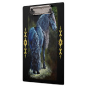 Friesischer Hengst im Rampenlicht, Gemälde Klemmbrett (Links)