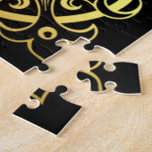 Friesischer Hengst im Rampenlicht, Gemälde Puzzle (Seite)