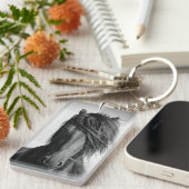 Friesischer Hengst im Wind. Schlüsselanhänger (Vorderseite rechts)