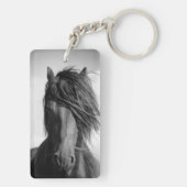 Friesischer Hengst im Wind. Schlüsselanhänger (Rückseite)