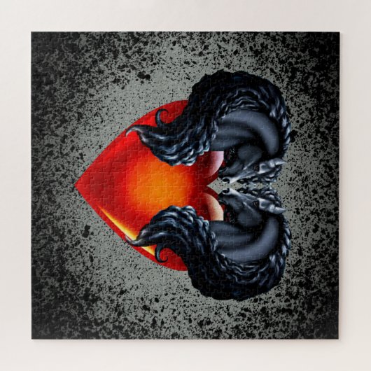 Friesischer Pferd/Schwarzer Frisischer Hengst/Herz Puzzle (Horizontal)