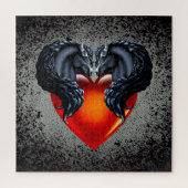 Friesischer Pferd/Schwarzer Frisischer Hengst/Herz Puzzle (Vertikal)