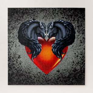 Friesischer Pferd/Schwarzer Frisischer Hengst/Herz Puzzle