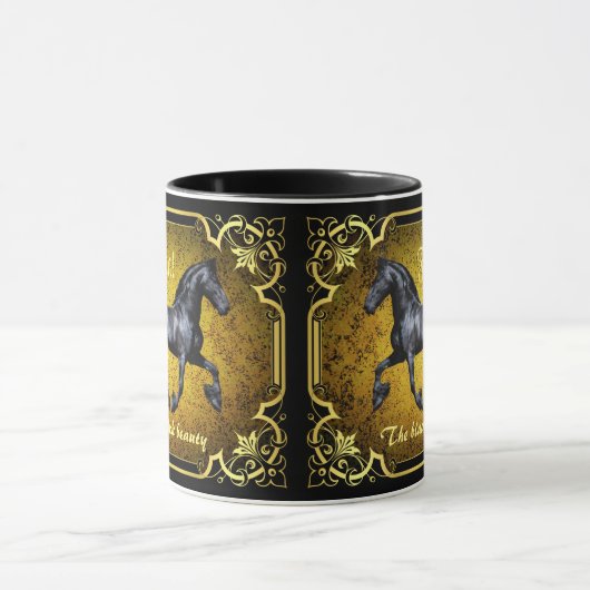 Friesischer Pferd, Silhouette/Gold/Schwarz/Schwarz Tasse (Zentrum)