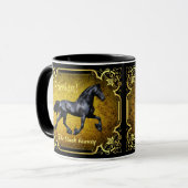 Friesischer Pferd, Silhouette/Gold/Schwarz/Schwarz Tasse (Vorderseite Links)