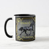 Friesischer Pferd, Silhouette/Gold/Schwarz/Schwarz Tasse (Links)