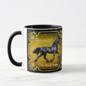 Friesischer Pferd, Silhouette/Gold/Schwarz/Schwarz Tasse (Links)