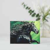 Friesischer schwarzer Hengst Postkarte (Stehend Vorderseite)