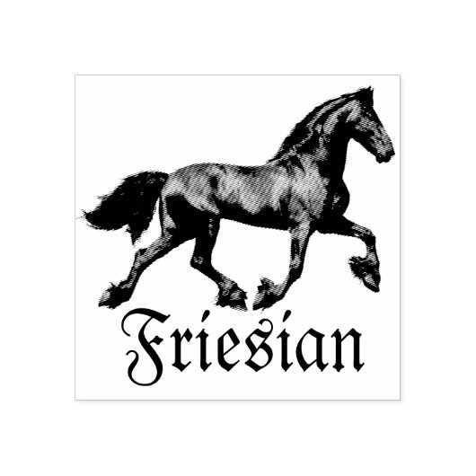 Friesischer schwarzer Hengst, schwarze Schönheit,  Gummistempel (Prägung)