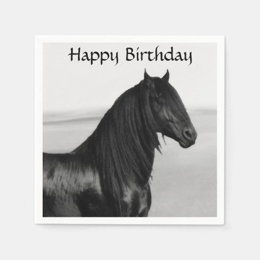 Friesischer schwarzer Hengst Serviette (Vorderseite)