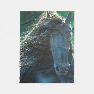 Friesischer schwarzer Schönheitspferdestallion Fleecedecke