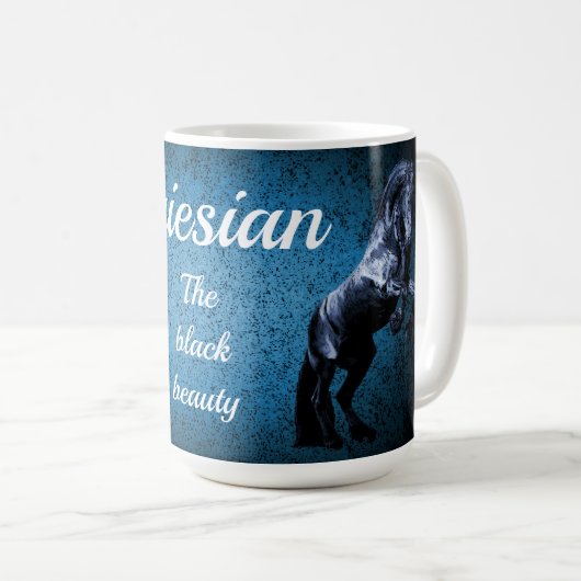 Friesischer schwarzer Stallion/schwarze Schönheit, Kaffeetasse (VorderseiteRechts)