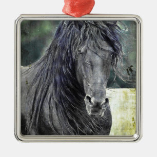 Friesischer Stallion Silbernes Ornament