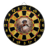 Friesisches braunes Pferd, das oben mit Dartscheibe (vorne)