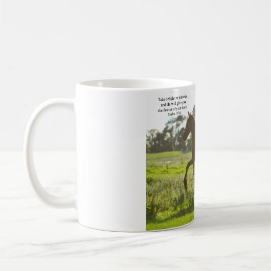 Friesisches Fohlenpsalm-37:4 Kaffeetasse (Links)