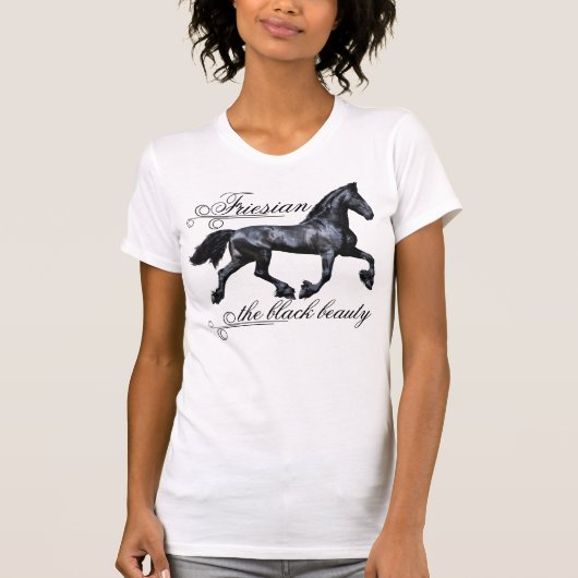 Friesisches Pferd, die schwarze Schönheit, Hengst, T-Shirt (Vorderseite)