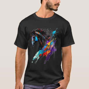 Friesisches Pferd Farbspritzer Exotisches Pferd  S T-Shirt