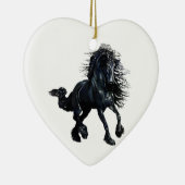 Friesisches Pferd, Schönheit schwarzer Hengst Keramikornament (Rechts)