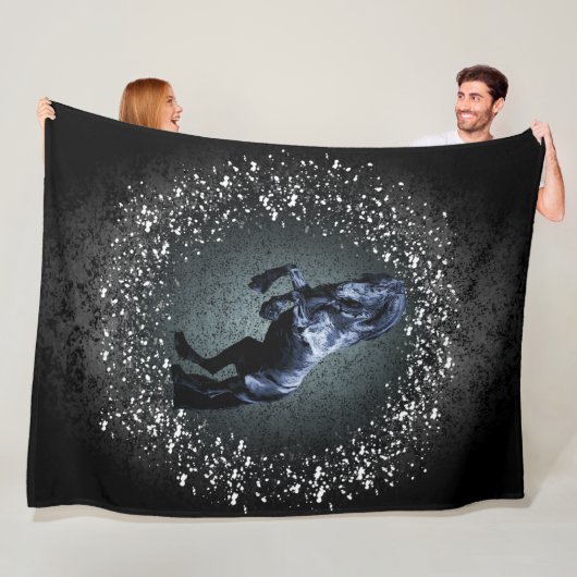 Friesisches Pferd, schwarzer Hengst, Schnee, grau Fleecedecke (Beispiel)