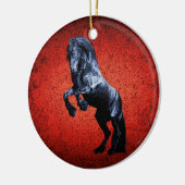 Friesisches Pferd, schwarzer Schönheitshengst, Car Keramik Ornament (Links)