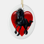 Friesisches Pferd, schwarzer Stallion, schwarzes Keramikornament (Rechts)