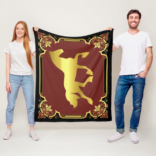 Friesisches Pferd, Silhouette/Gold/Schwarz/Rot Fleecedecke (Beispiel)