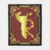 Friesisches Pferd, Silhouette/Gold/Schwarz/Rot Fleecedecke (Vorderseite)