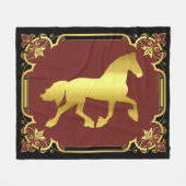 Friesisches Pferd, Silhouette/Gold/Schwarz/Rot Fleecedecke (Vorderseite (Horizontal))