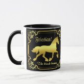 Friesisches Pferd, Silhouette/Gold/Schwarz/Schwarz Tasse (Links)
