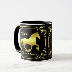 Friesisches Pferd, Silhouette/Gold/Schwarz/Schwarz Tasse