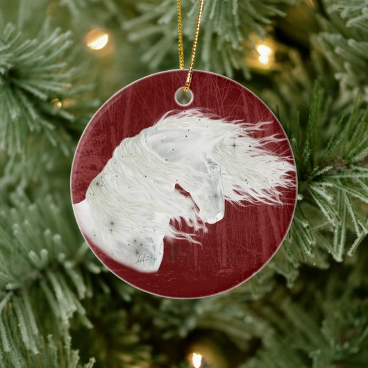 Friesisches Winterwunderland-Pferd 3 Ornament (Baum)