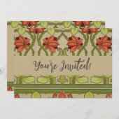 Frieze Border Art Nouveau Floral Einladung (Vorne/Hinten)