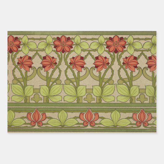 Frieze Border Art Nouveau Floral Geschenkpapier Set (Vorderseite)