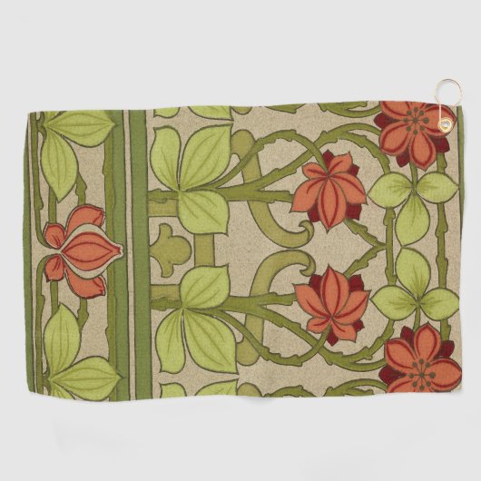Frieze Border Art Nouveau Floral Golfhandtuch (Horizontal)